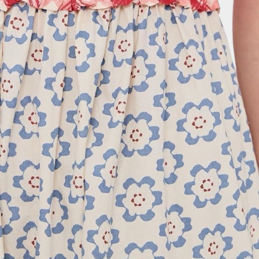 Women Bohemian Bluebell Maxi Dress Size L V-Neck Gathered Bodice Bows Shoulders - Picture 13 of 16